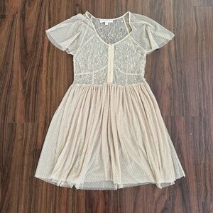 Romeo & Juliet S Babydoll Sheer Lace A Line Knee Length Dress Romantic Indie Y2K